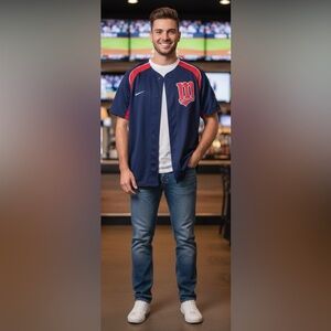 NWIT Nike Team American Genuine Merchandise blue/red jersey, size Med